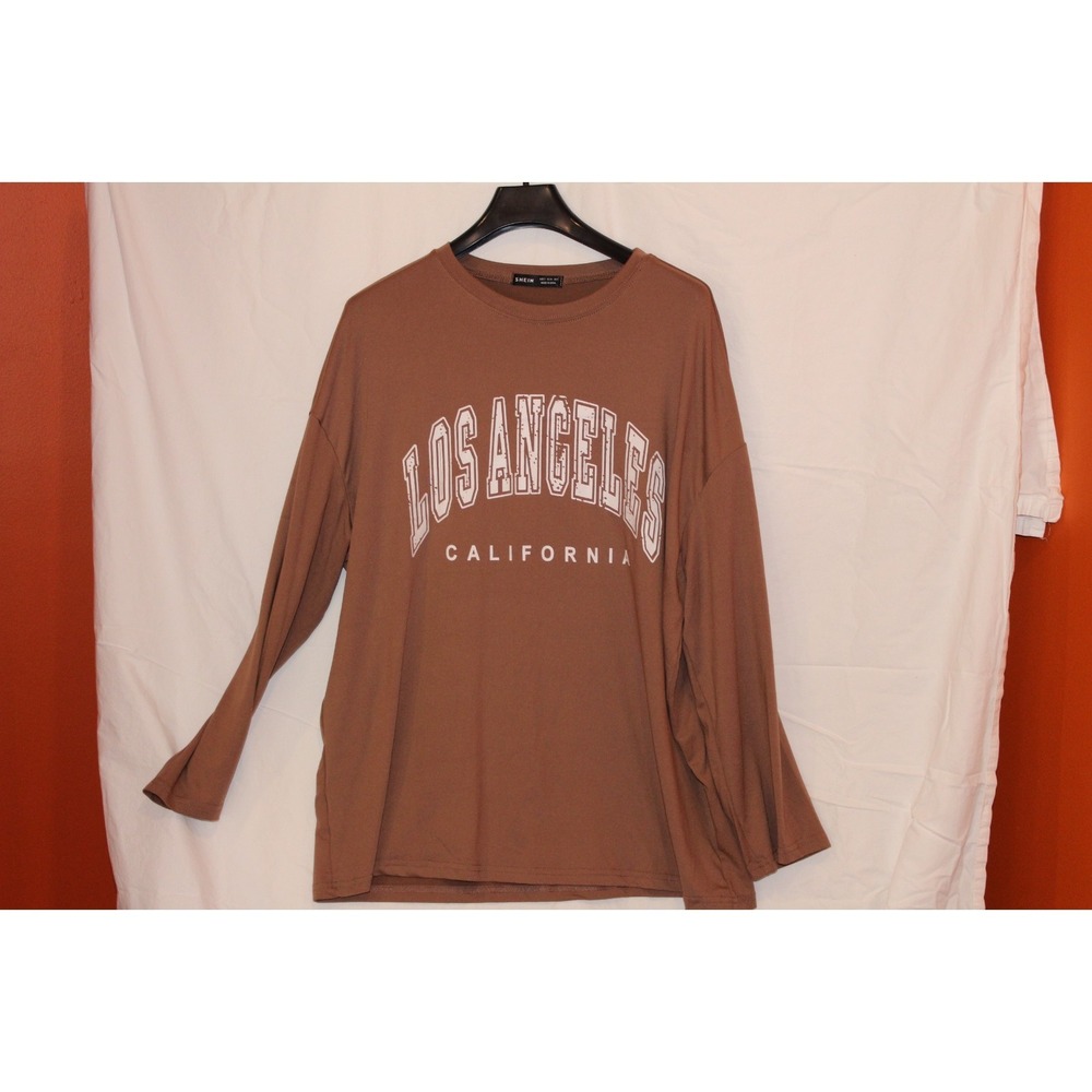 SHEIN Women's US 4 Brown Los Angeles California Long Sleeve Tee